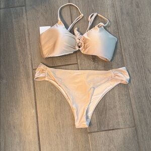 Reina Olga shimmering cream bikini set. Brand new!!